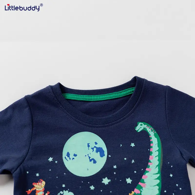 Blue Cotton T-Shirt for Boys 2025 Summer - Image 5