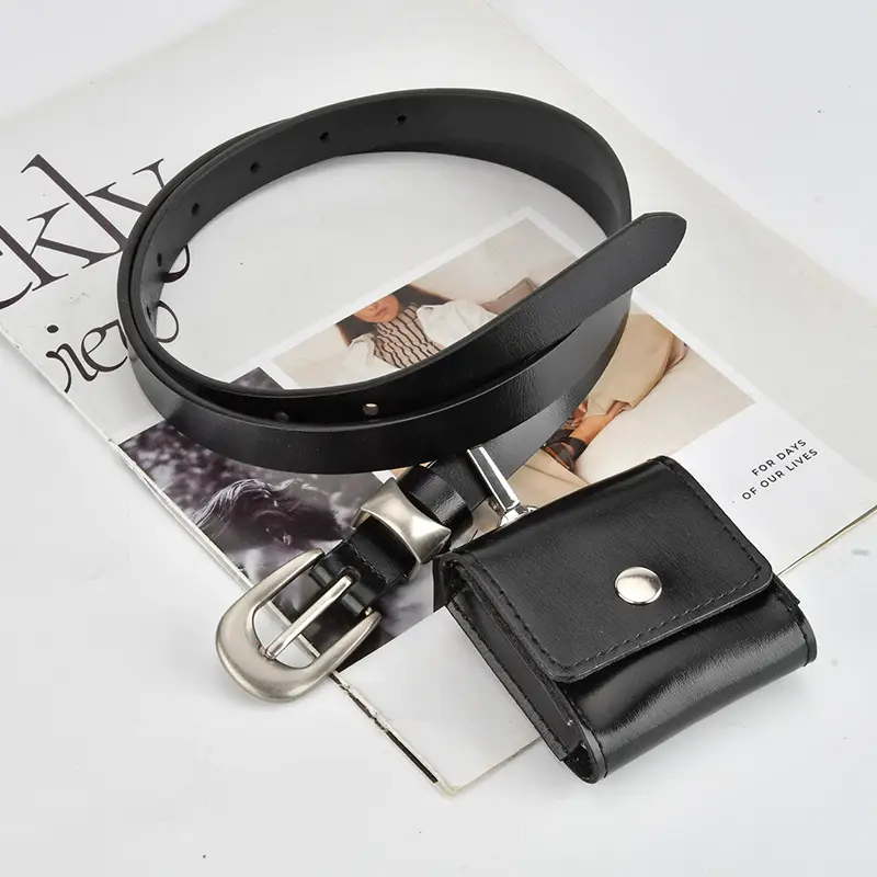 Black Genuine Leather Mini Belt Bag for Women - Image 8