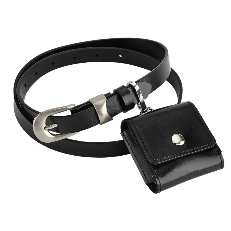 Black Genuine Leather Mini Belt Bag for Women - Image 10