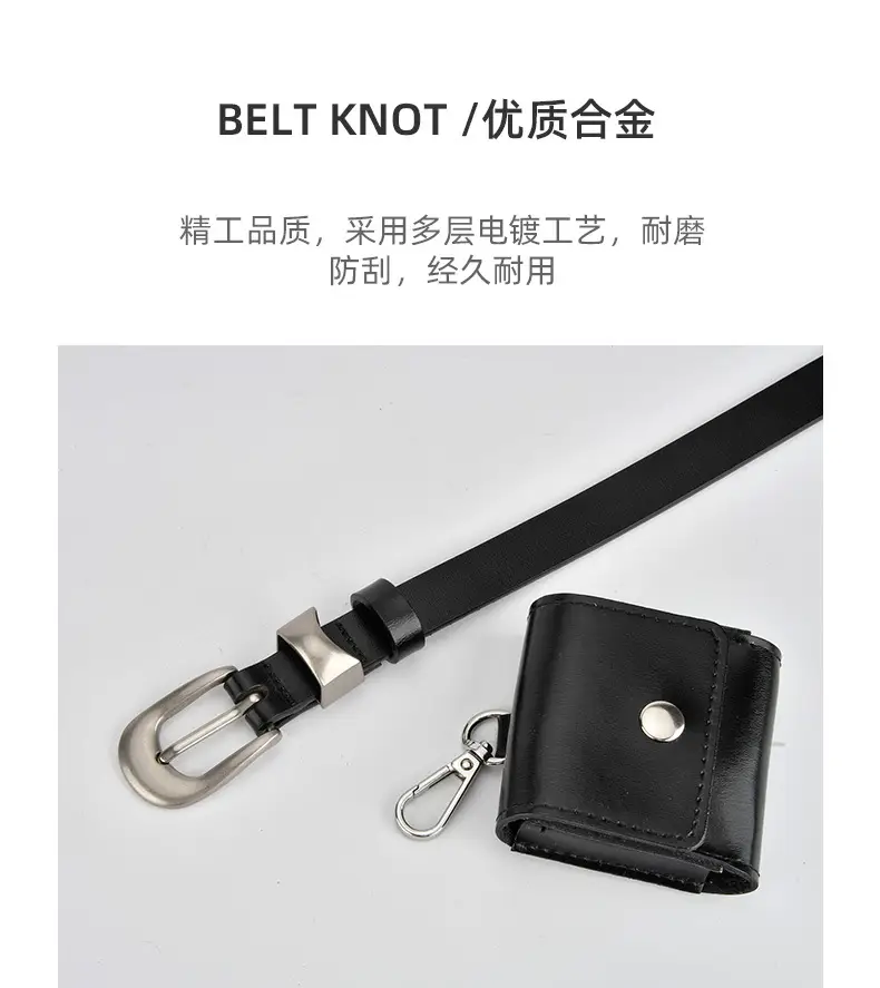 Black Genuine Leather Mini Belt Bag for Women — feature 6
