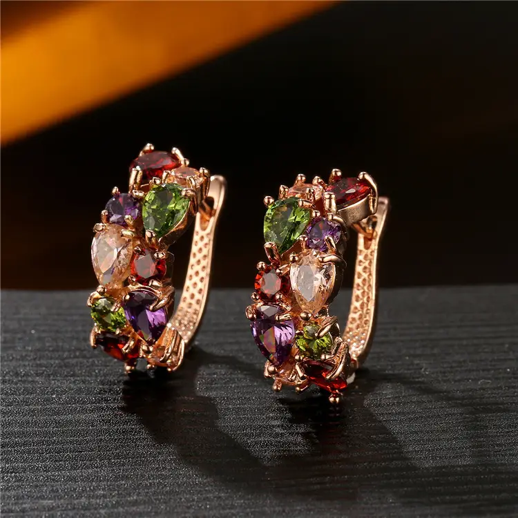 Water Drop Zircon Earrings Rose Gold Summer Design — feature 4