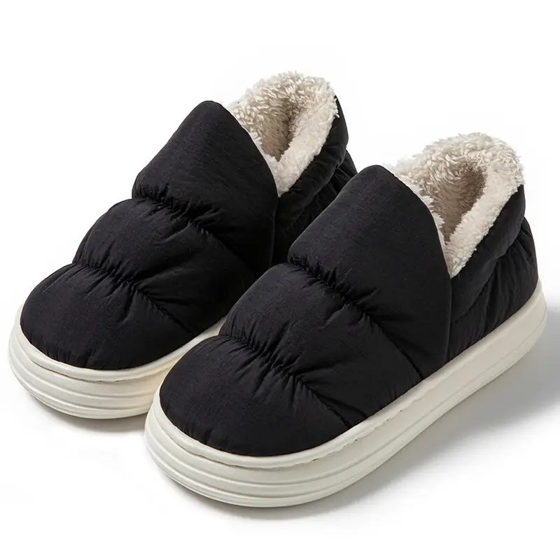 Down Cotton Slippers for Men, Winter Waterproof and Warm Thick-Soled Couples Bags, Indoor Home Fleece-Lined Cotton Shoes for Women, Outer Wear - Image 12