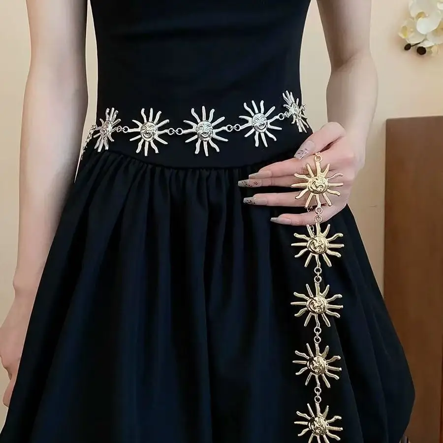 Black Sunflower Waist Belt with Chain for Women — feature 4
