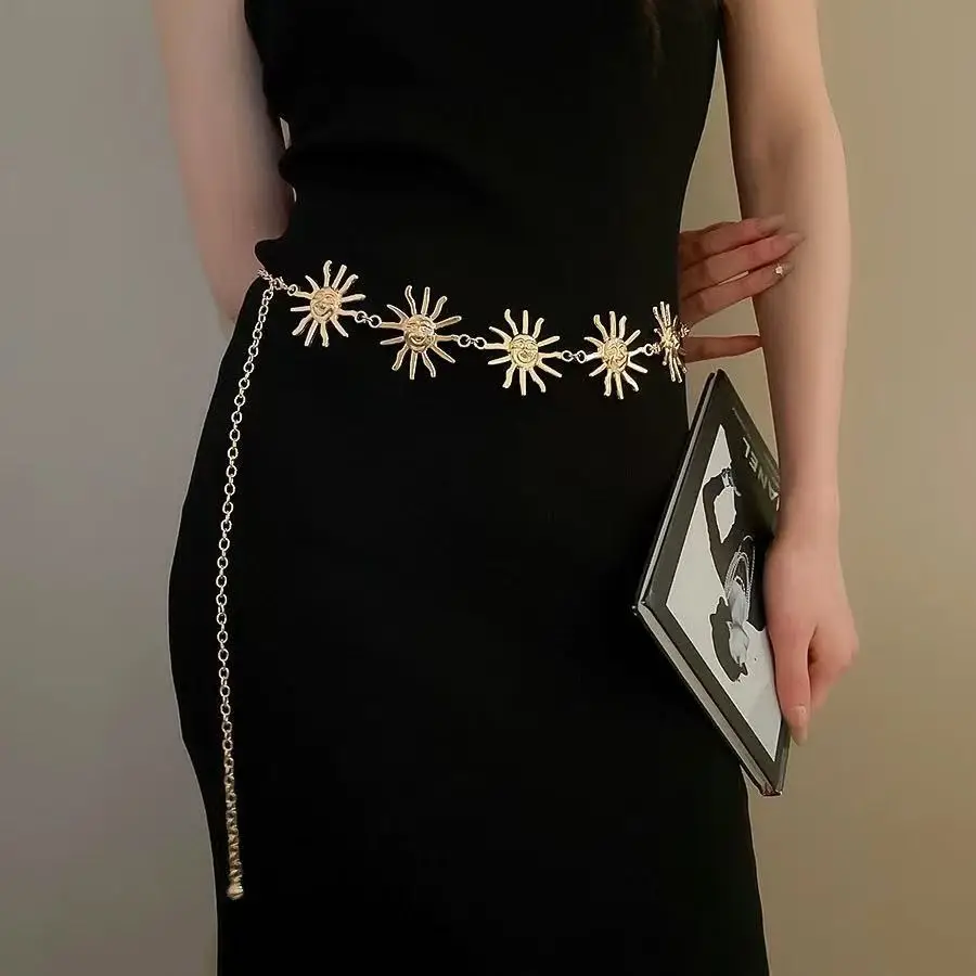 Black Sunflower Waist Belt with Chain for Women — feature 6