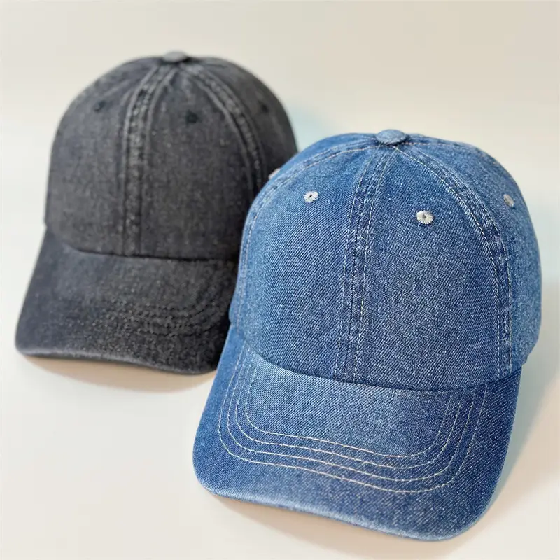 Denim Baseball Caps for Men Women Washable Large Circumference - Image 6