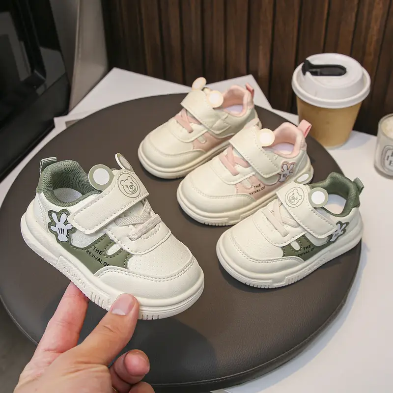Kids White Korean Style Velcro Toddler Shoes 2025