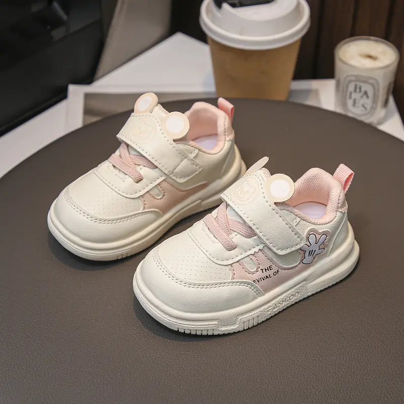 Kids White Korean Style Velcro Toddler Shoes 2025