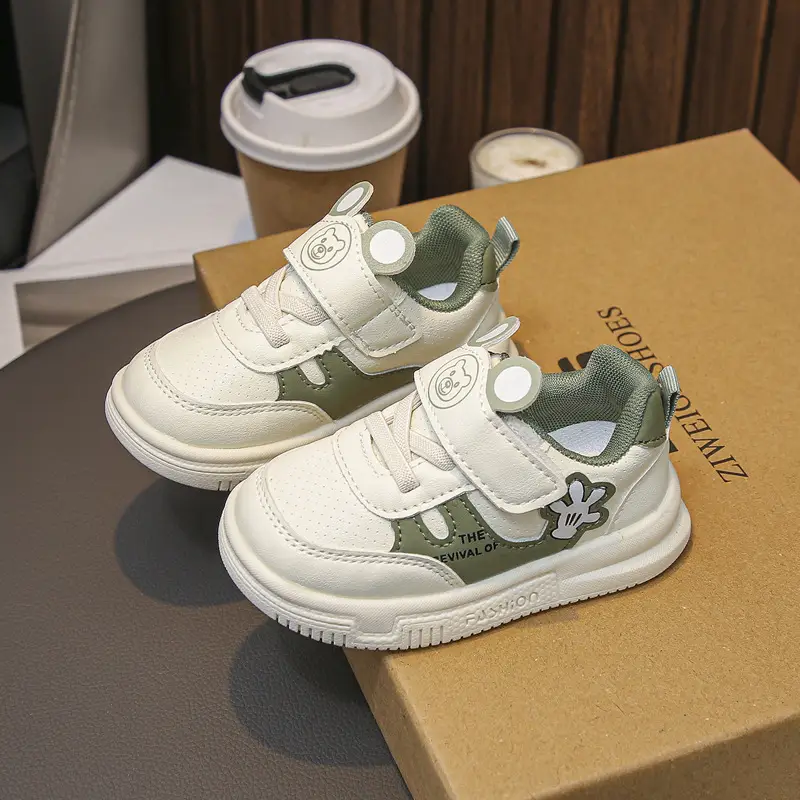 Kids White Korean Style Velcro Toddler Shoes 2025