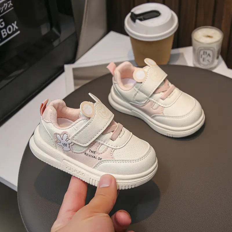 Kids White Korean Style Velcro Toddler Shoes 2025