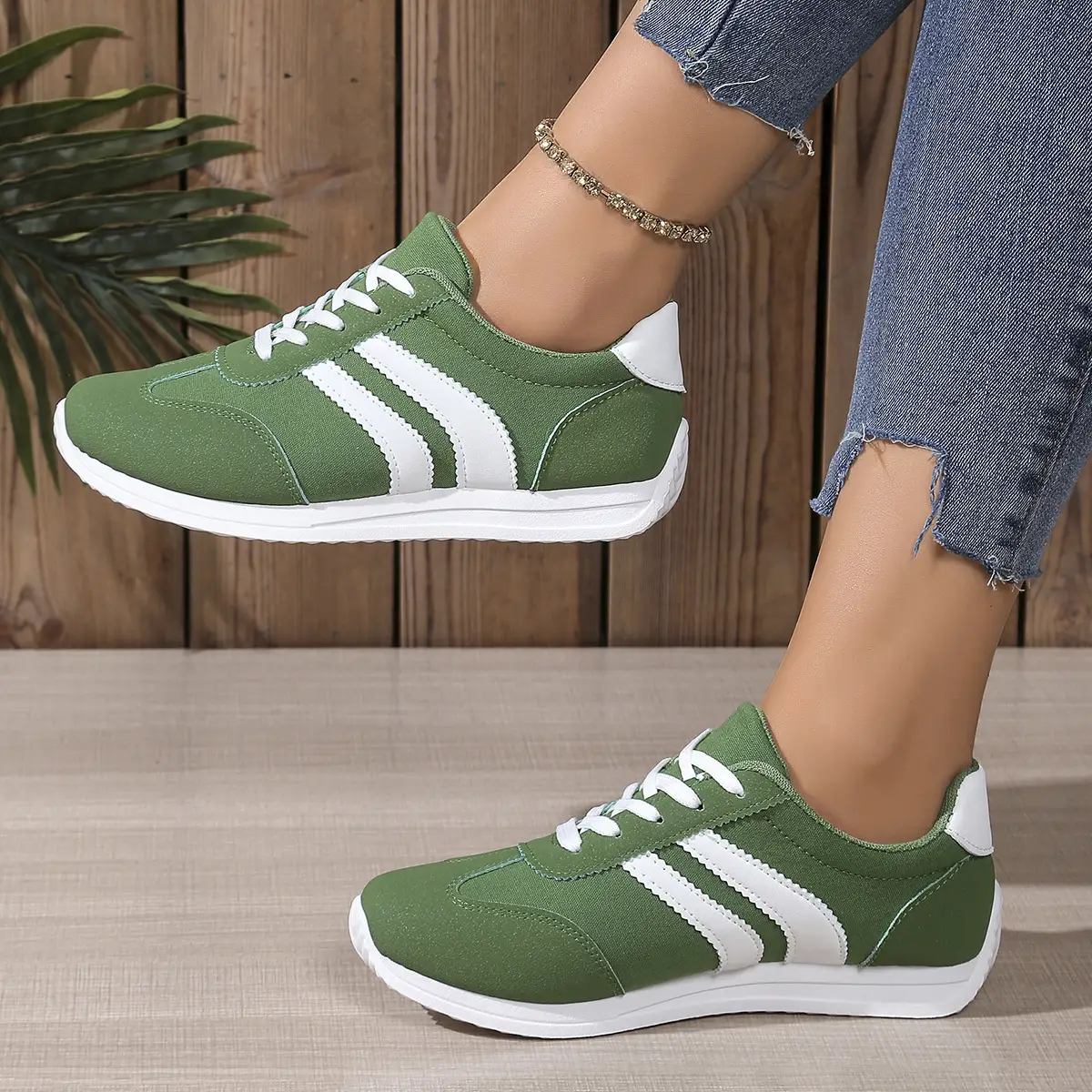 Green Women's Casual Sneakers 2025 Spring Fall - Image 3