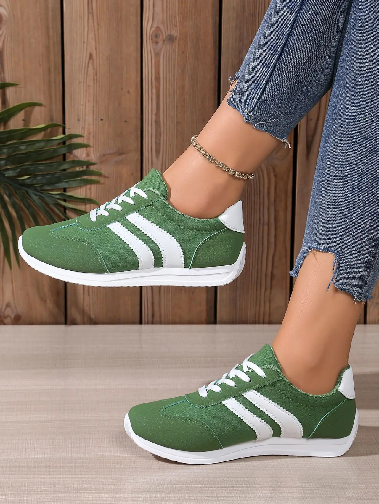 Green Women's Casual Sneakers 2025 Spring Fall — feature 8
