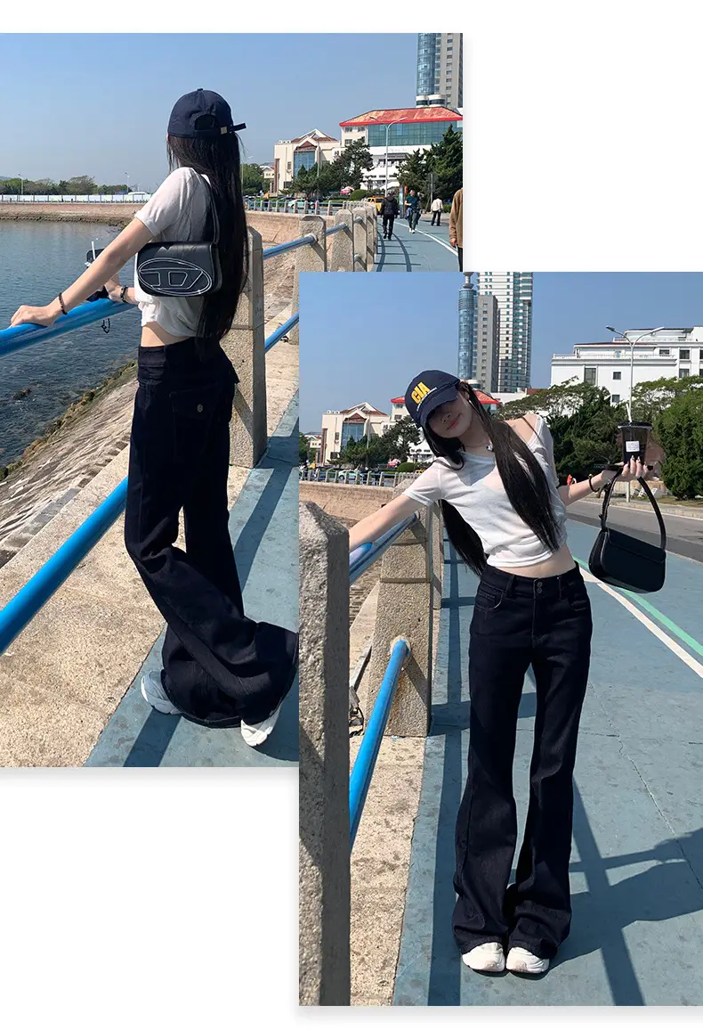 Dark Blue Micro-Flared Jeans Women Summer Slimming Stretchy — feature 6