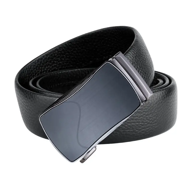 Men's Black Leather Belt with Automatic Buckle - Image 3