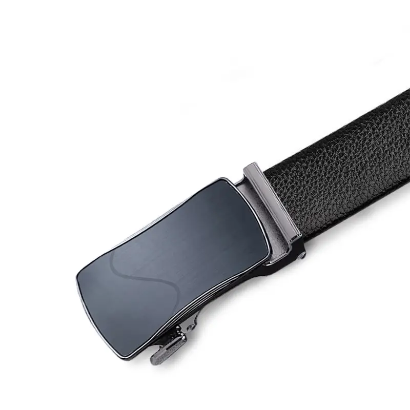 Men's Black Leather Belt with Automatic Buckle - Image 5