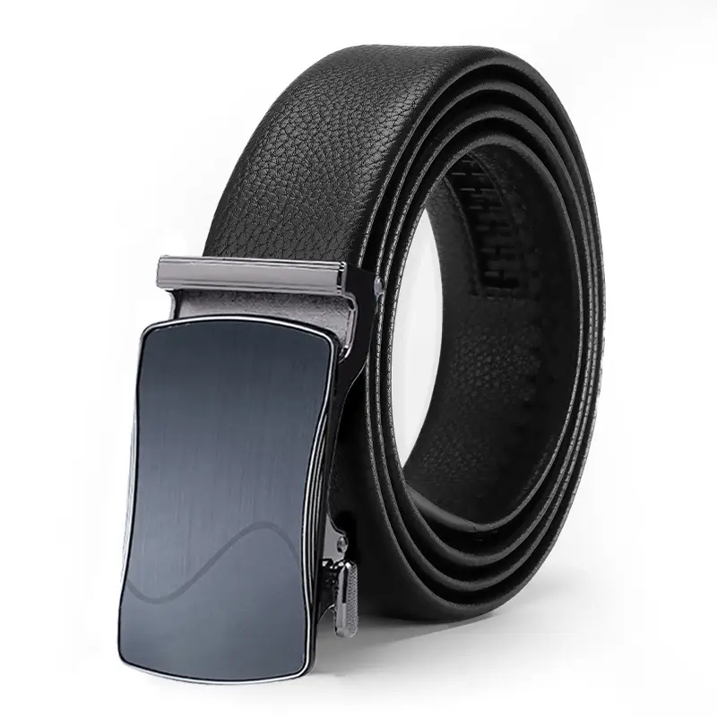 Men's Black Leather Belt with Automatic Buckle - Image 6