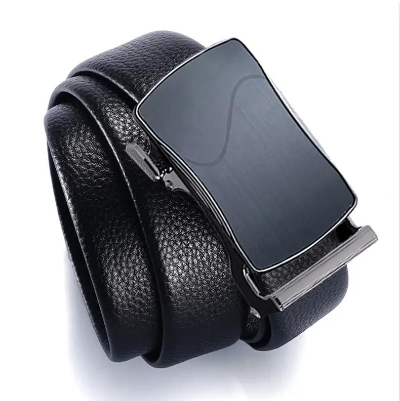 Men's Black Leather Belt with Automatic Buckle — feature 11