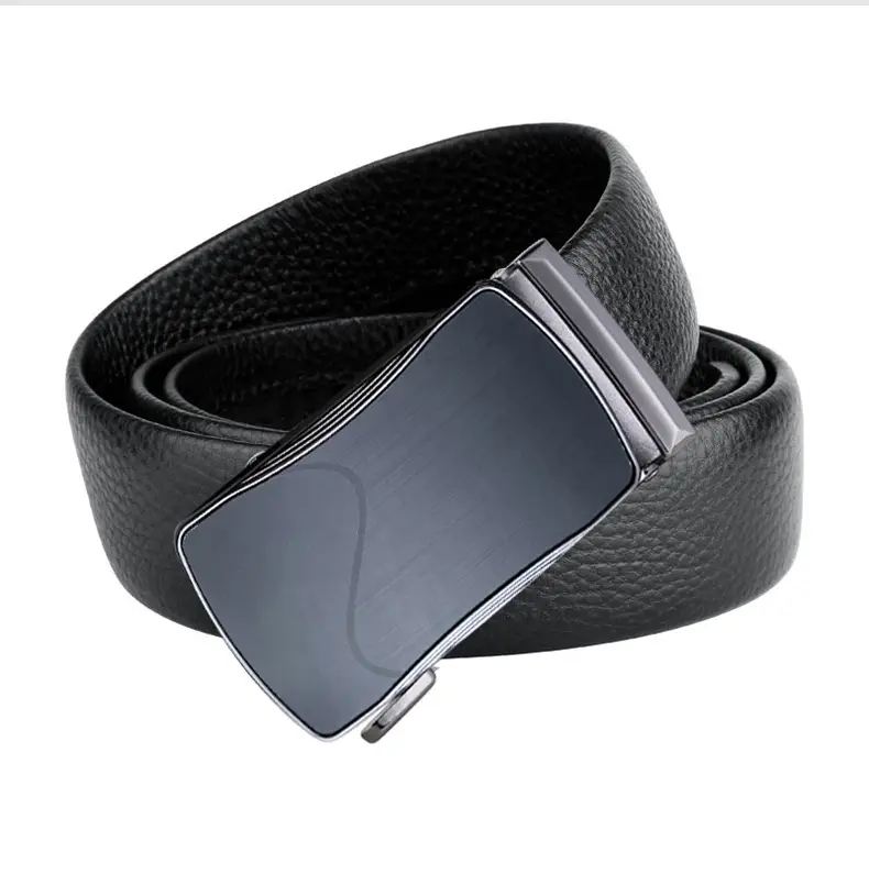 Men's Black Leather Belt with Automatic Buckle — feature 12