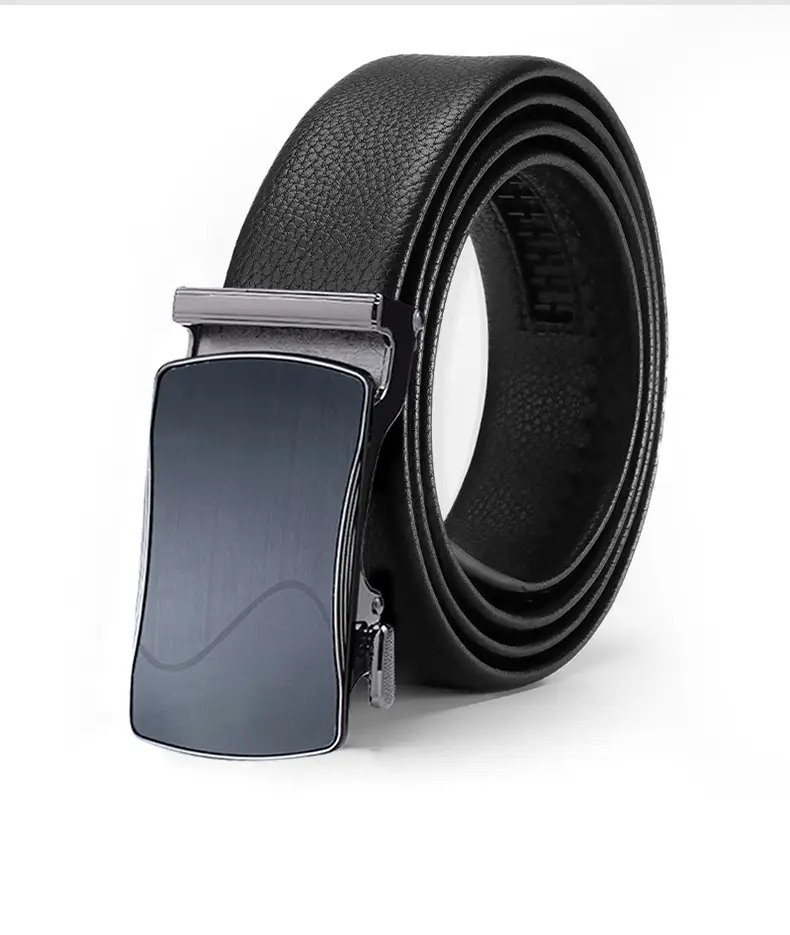 Men's Black Leather Belt with Automatic Buckle — feature 13