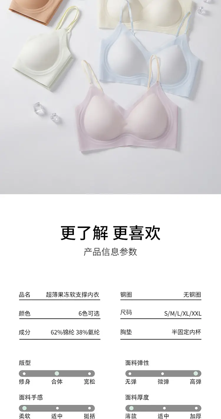 Summer Thin Intimates for Women with Small Breasts, No Rims, Jelly Glue Soft Support Bra, Soft, Cool, Traceless and Beautiful Back — feature 17