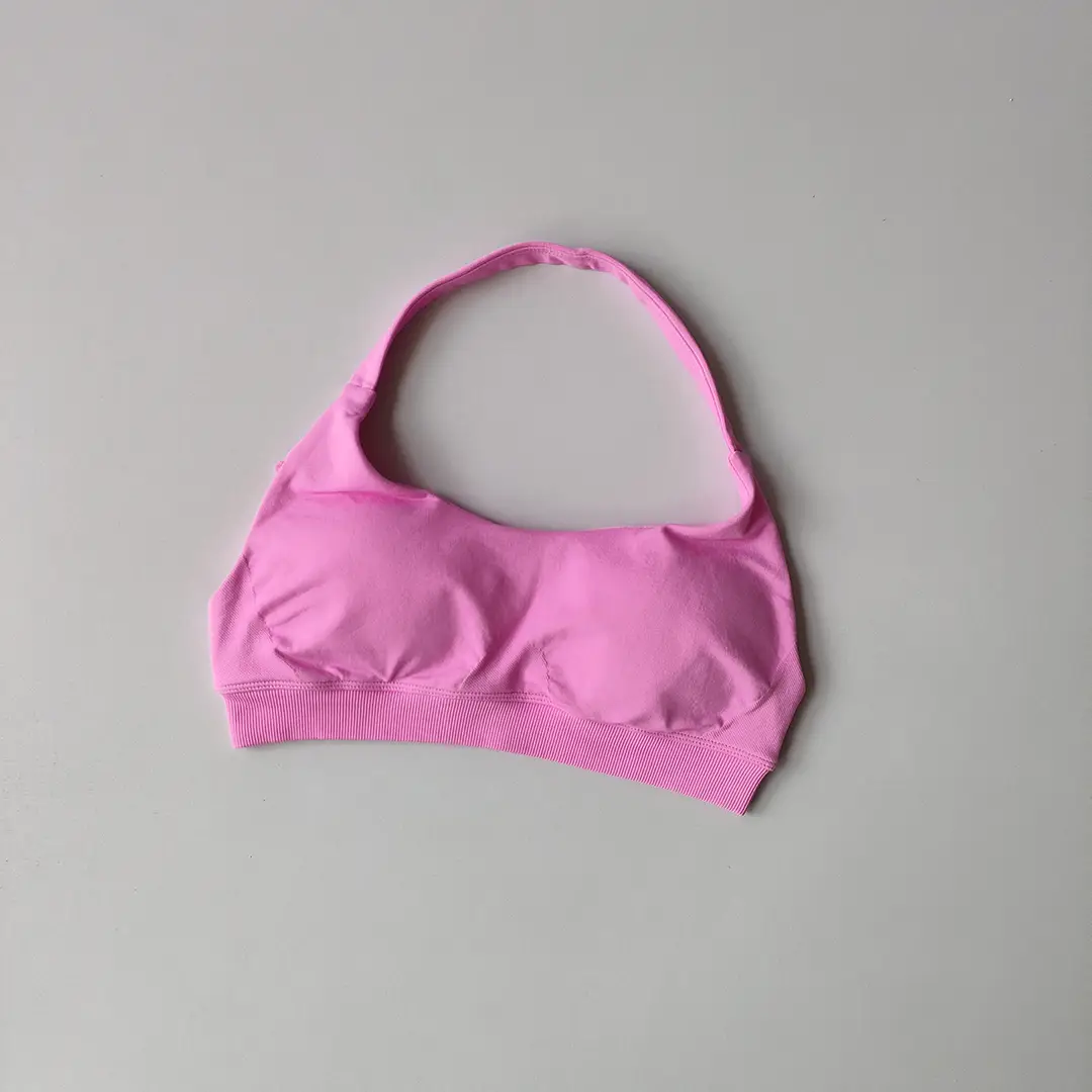 European and American Amazon Sports Halter Bra High-Elastic Sports Bra with Chest Pads Matte Nylon Yoga Fitness Bra — feature 23