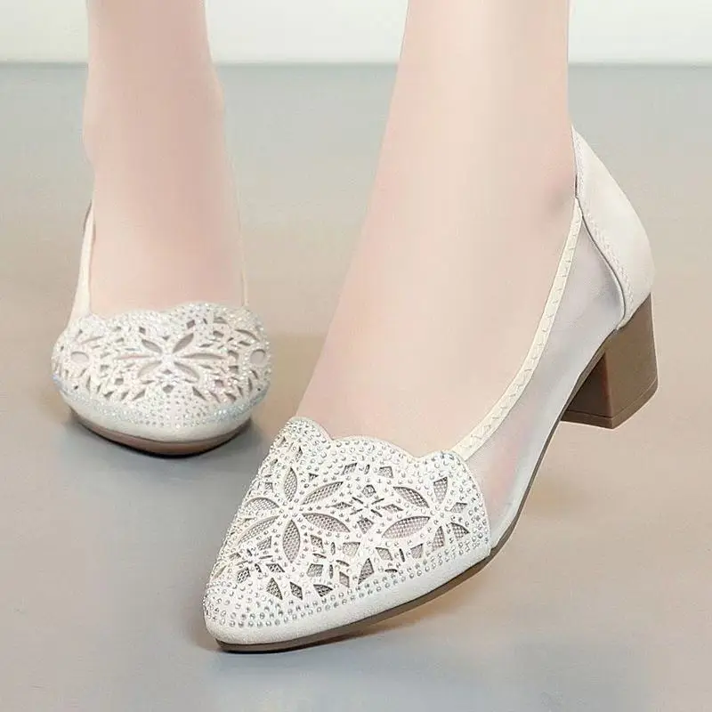 Black Lace Heel Flats for Women Summer