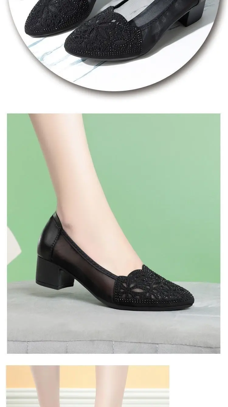 Black Lace Heel Flats for Women Summer — feature 1
