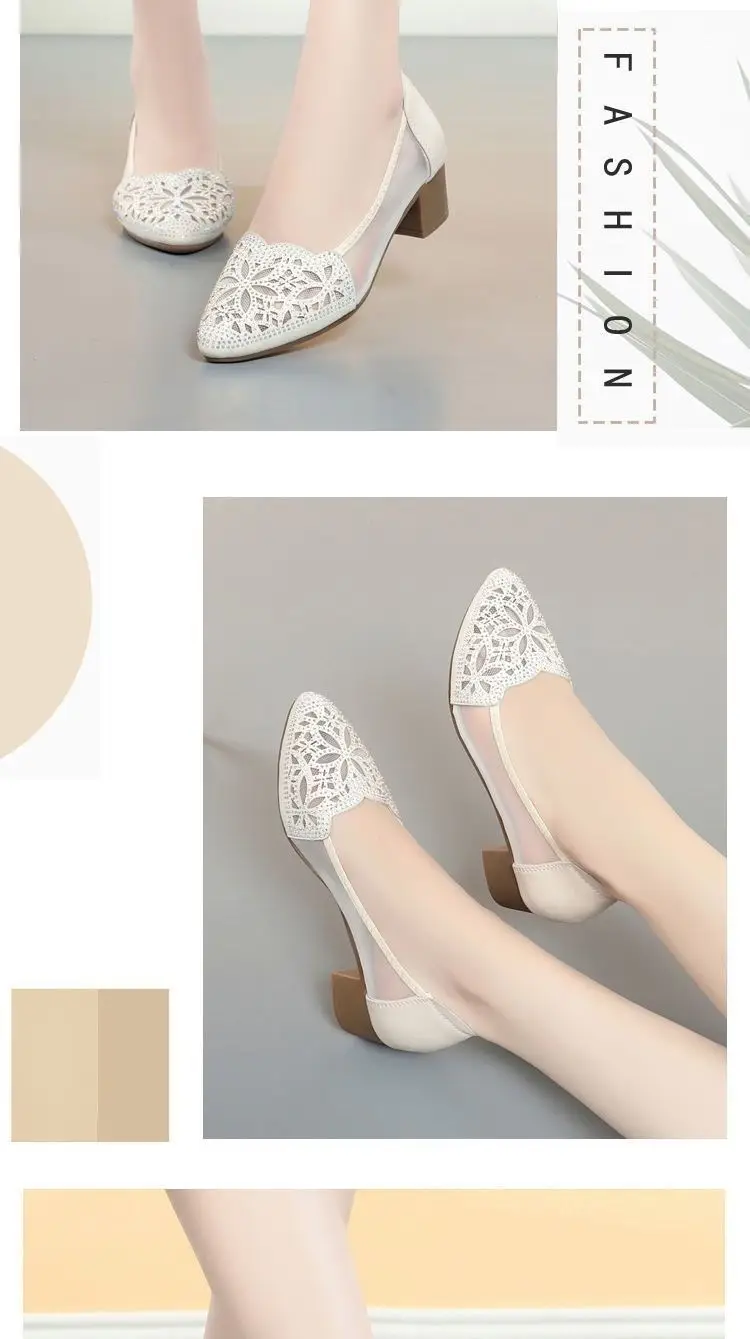 Black Lace Heel Flats for Women Summer — feature 2