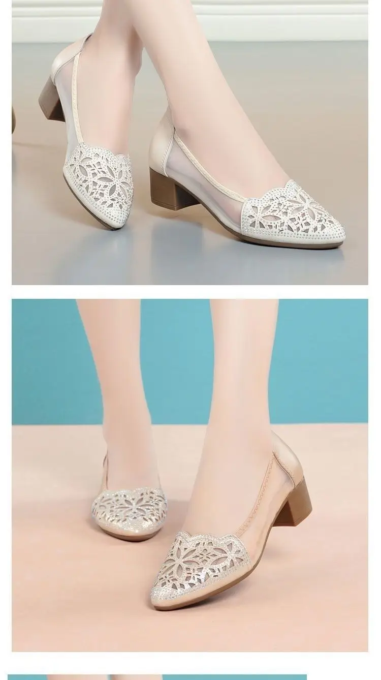 Black Lace Heel Flats for Women Summer — feature 3