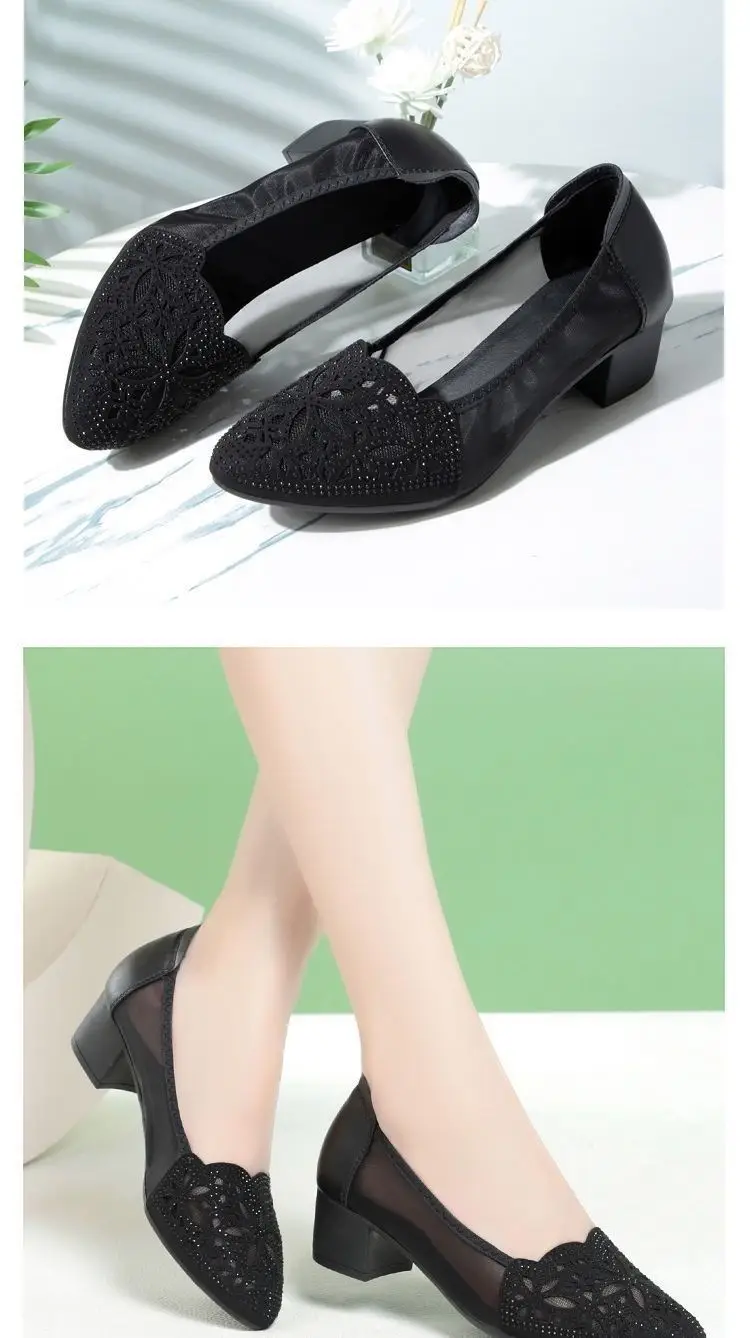 Black Lace Heel Flats for Women Summer — feature 4
