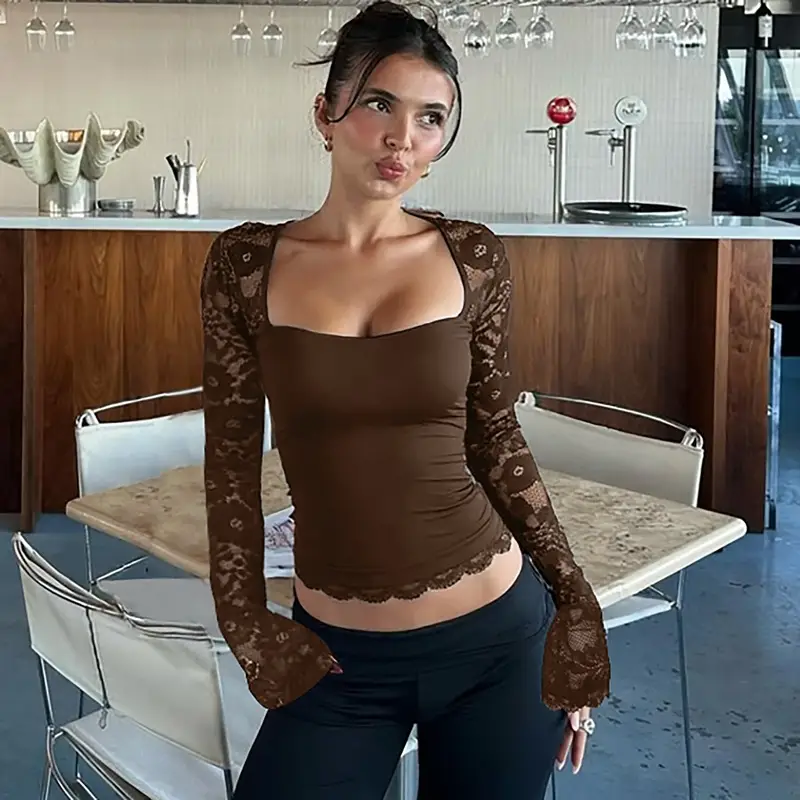 Maroon Lace Long Sleeve Top for Women 2025 — feature 12