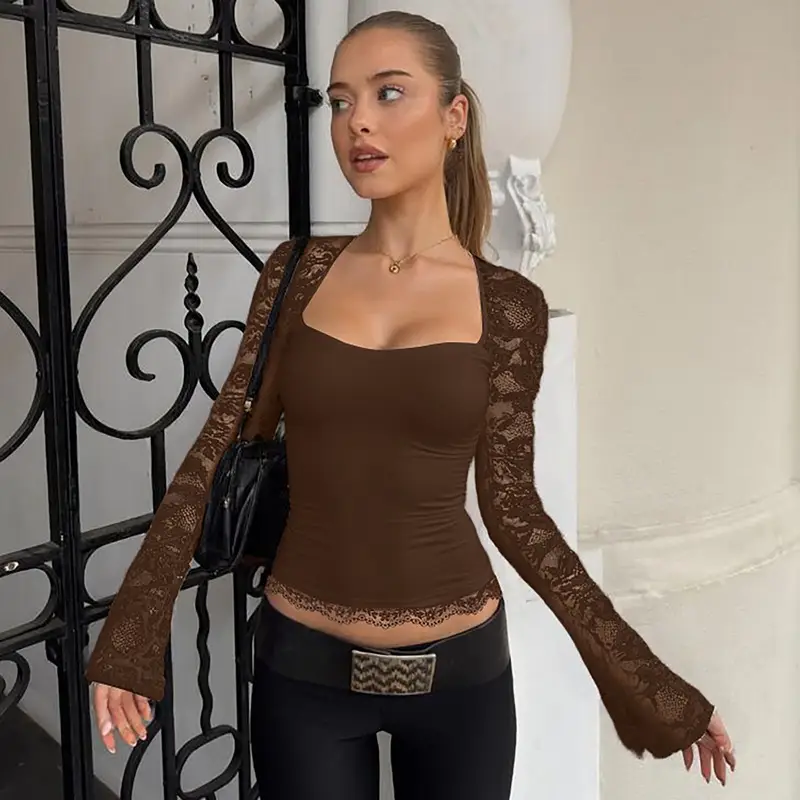 Maroon Lace Long Sleeve Top for Women 2025 — feature 18