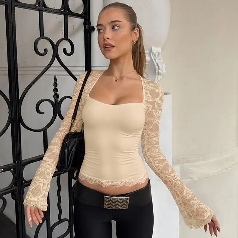 Maroon Lace Long Sleeve Top for Women 2025 — feature 32