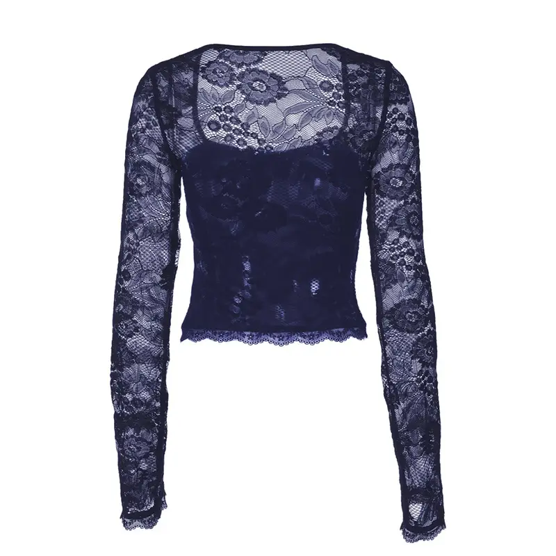 Maroon Lace Long Sleeve Top for Women 2025 - Image 6