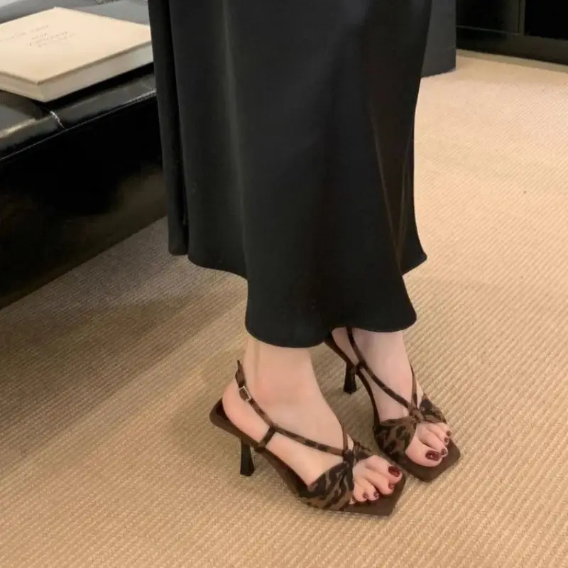 Black Stiletto Bow Sandals for Women Summer - Image 3
