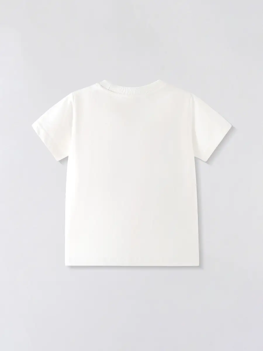 White Pure Cotton Short Sleeve T-Shirt for Boys