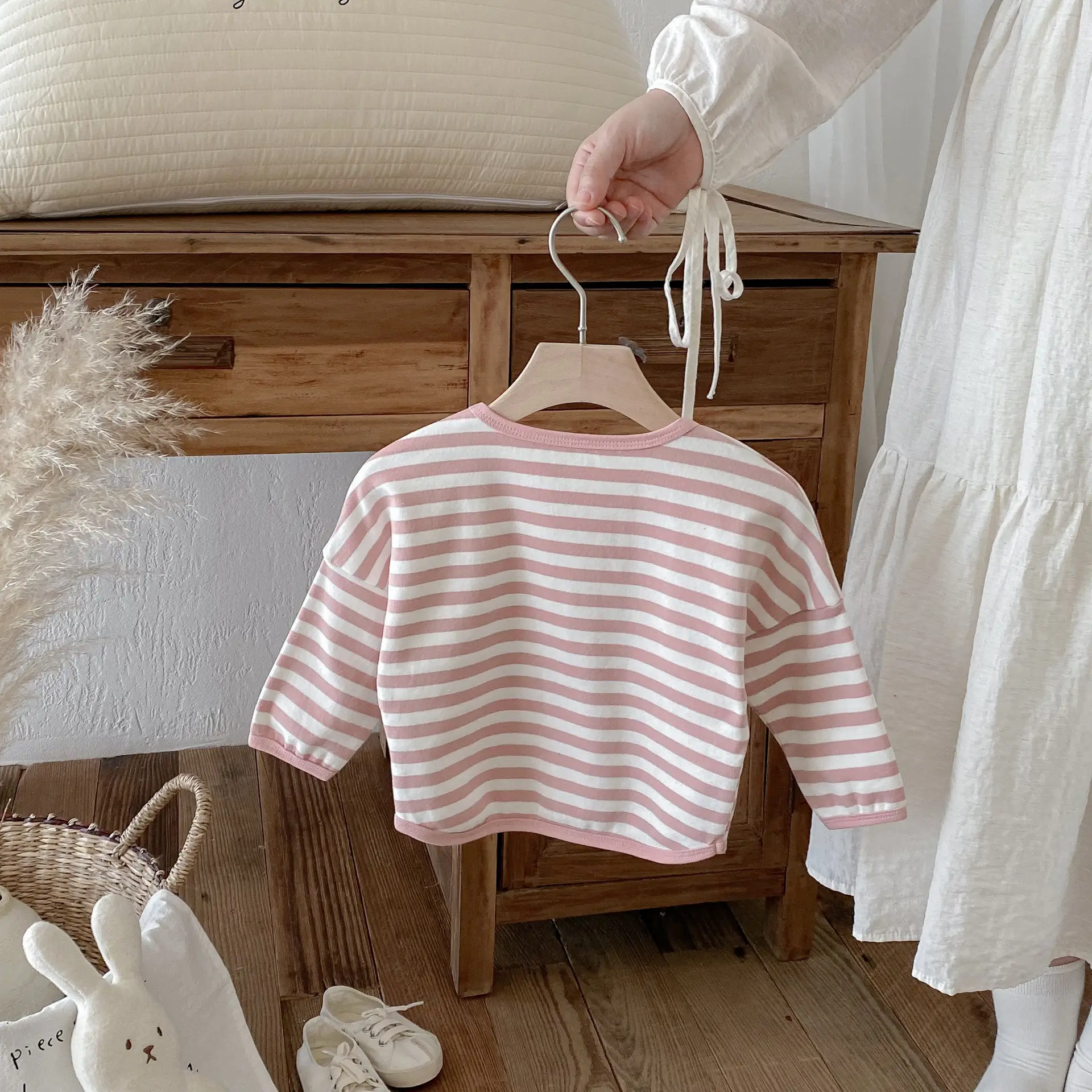 Children Striped T-Shirt Boys Girls Off Shoulder Spring Autumn — feature 10
