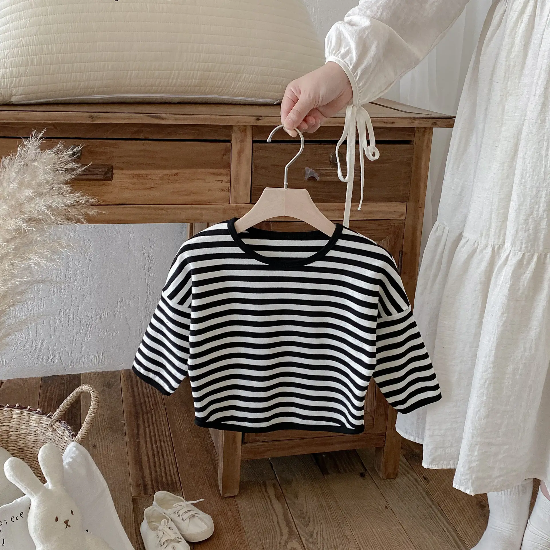 Children Striped T-Shirt Boys Girls Off Shoulder Spring Autumn — feature 11