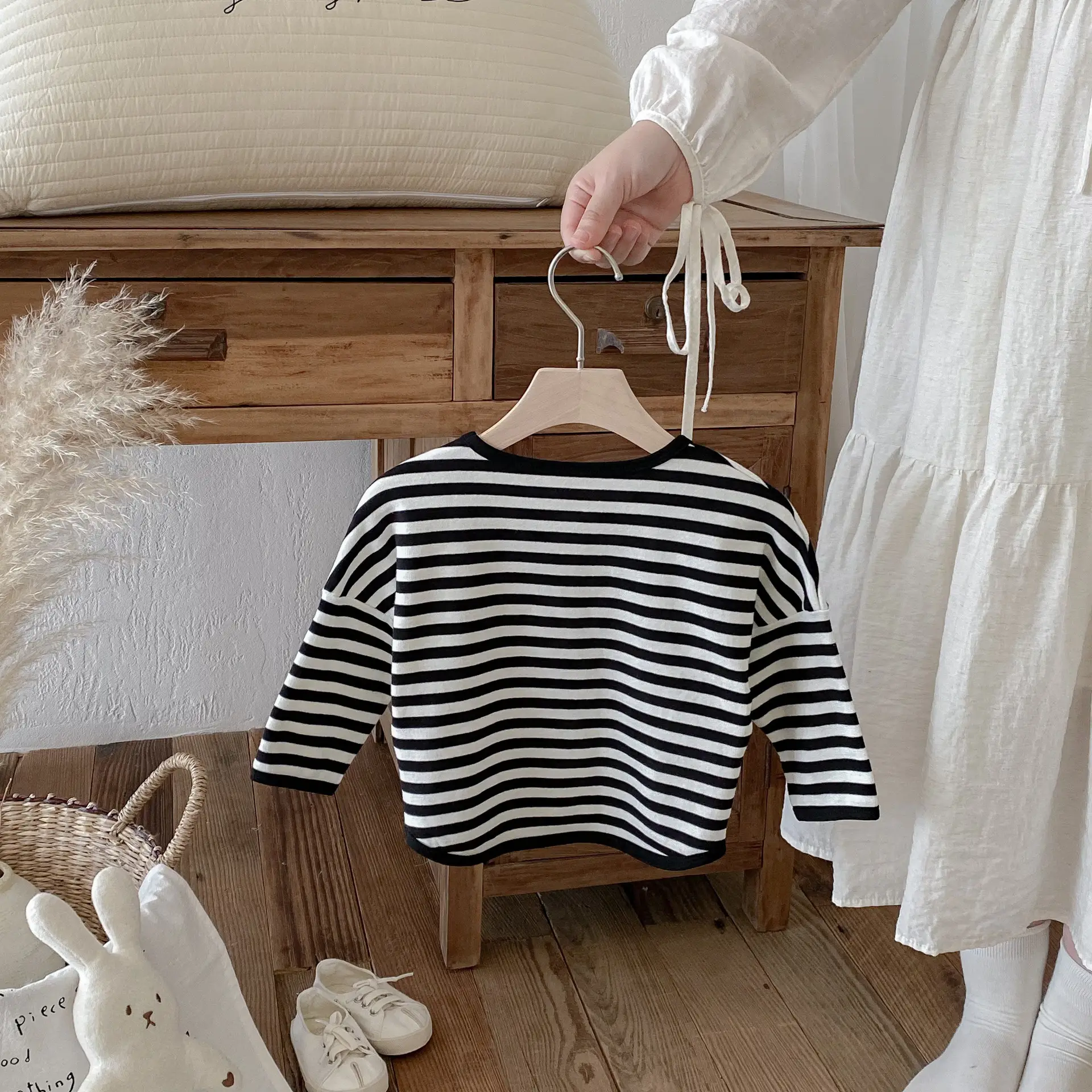 Children Striped T-Shirt Boys Girls Off Shoulder Spring Autumn — feature 12