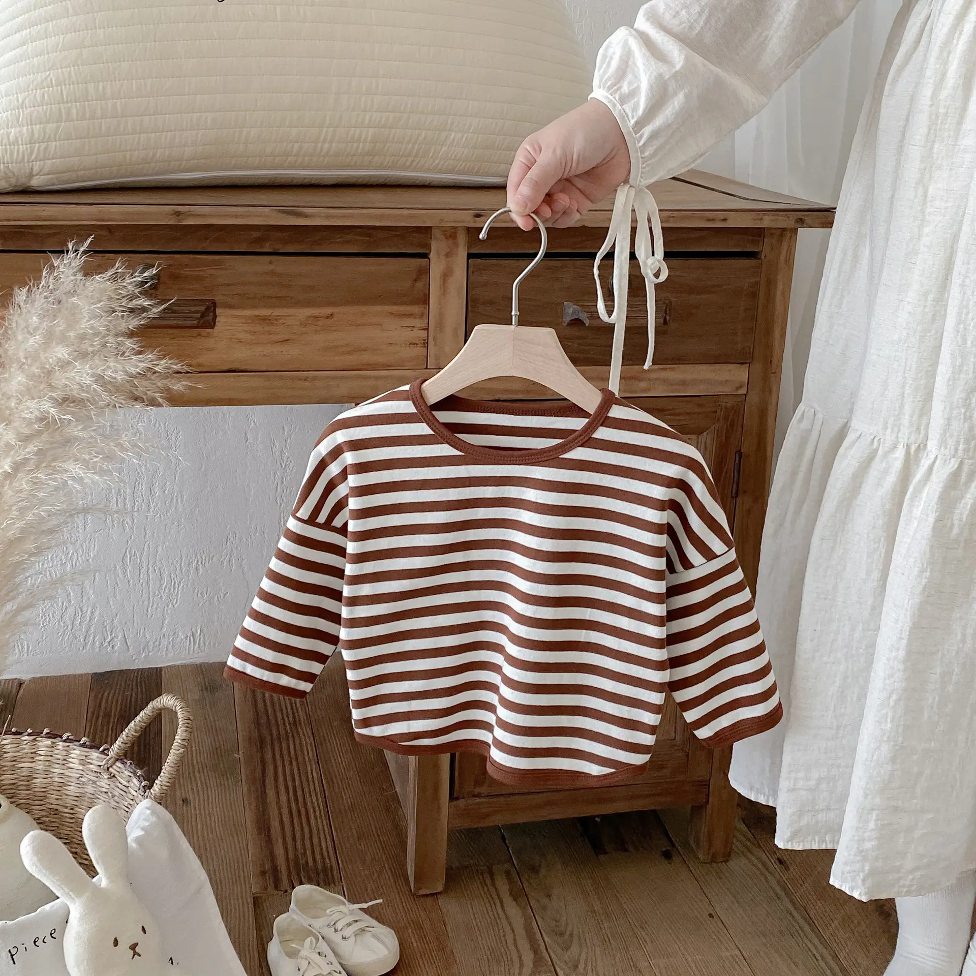 Children Striped T-Shirt Boys Girls Off Shoulder Spring Autumn — feature 13