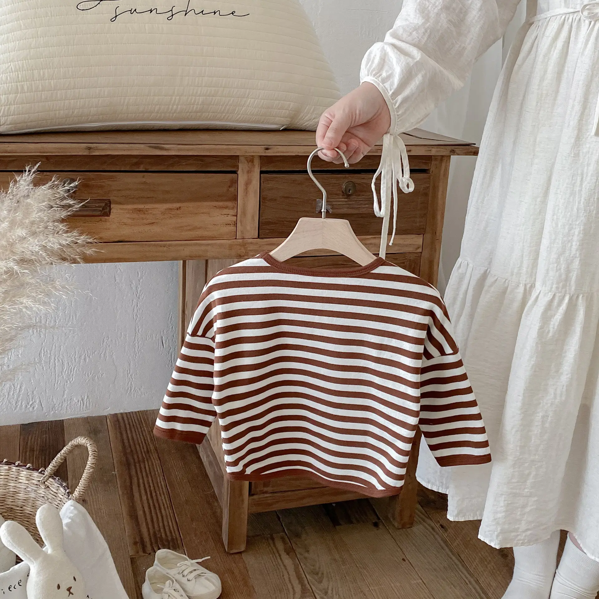 Children Striped T-Shirt Boys Girls Off Shoulder Spring Autumn — feature 14