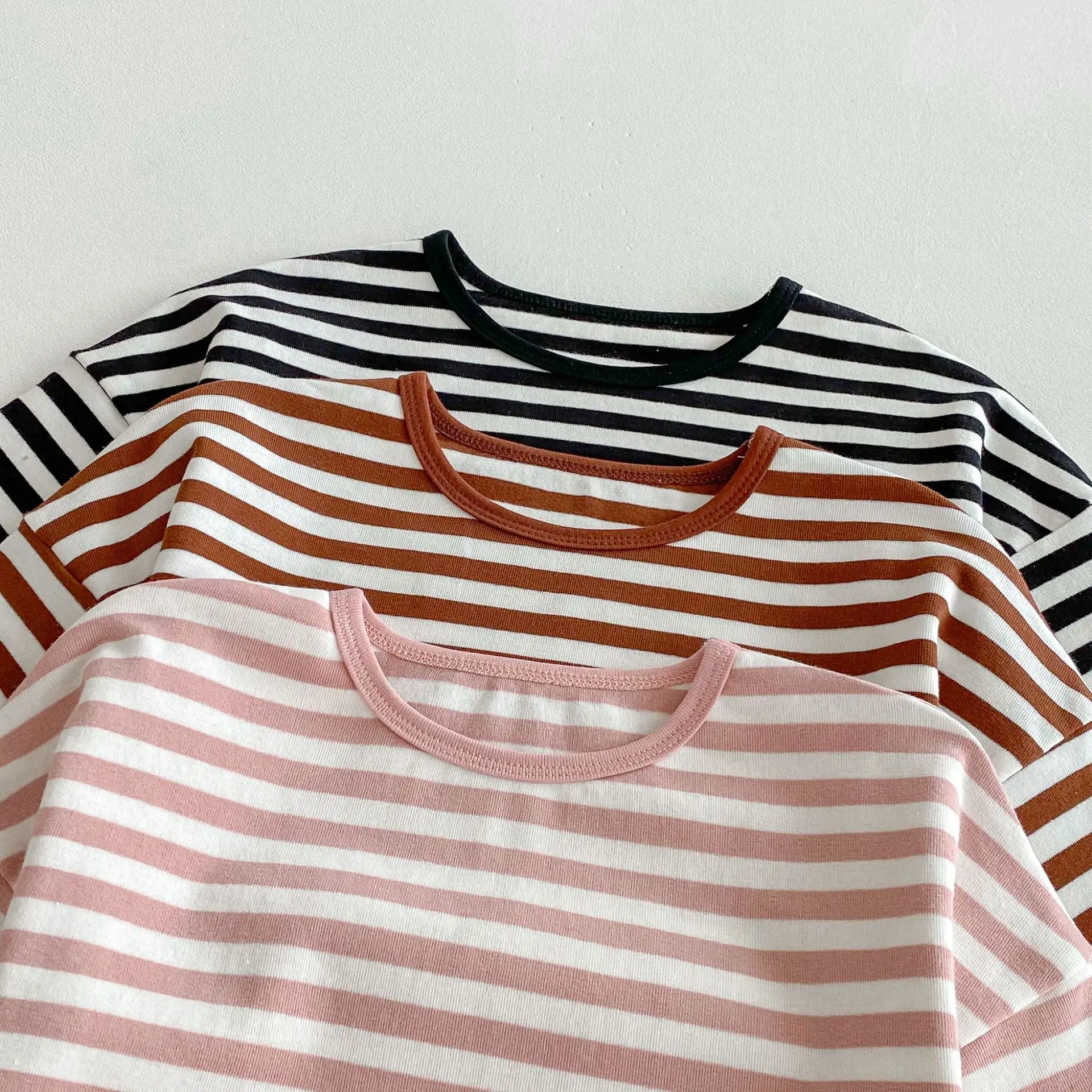 Children Striped T-Shirt Boys Girls Off Shoulder Spring Autumn — feature 15