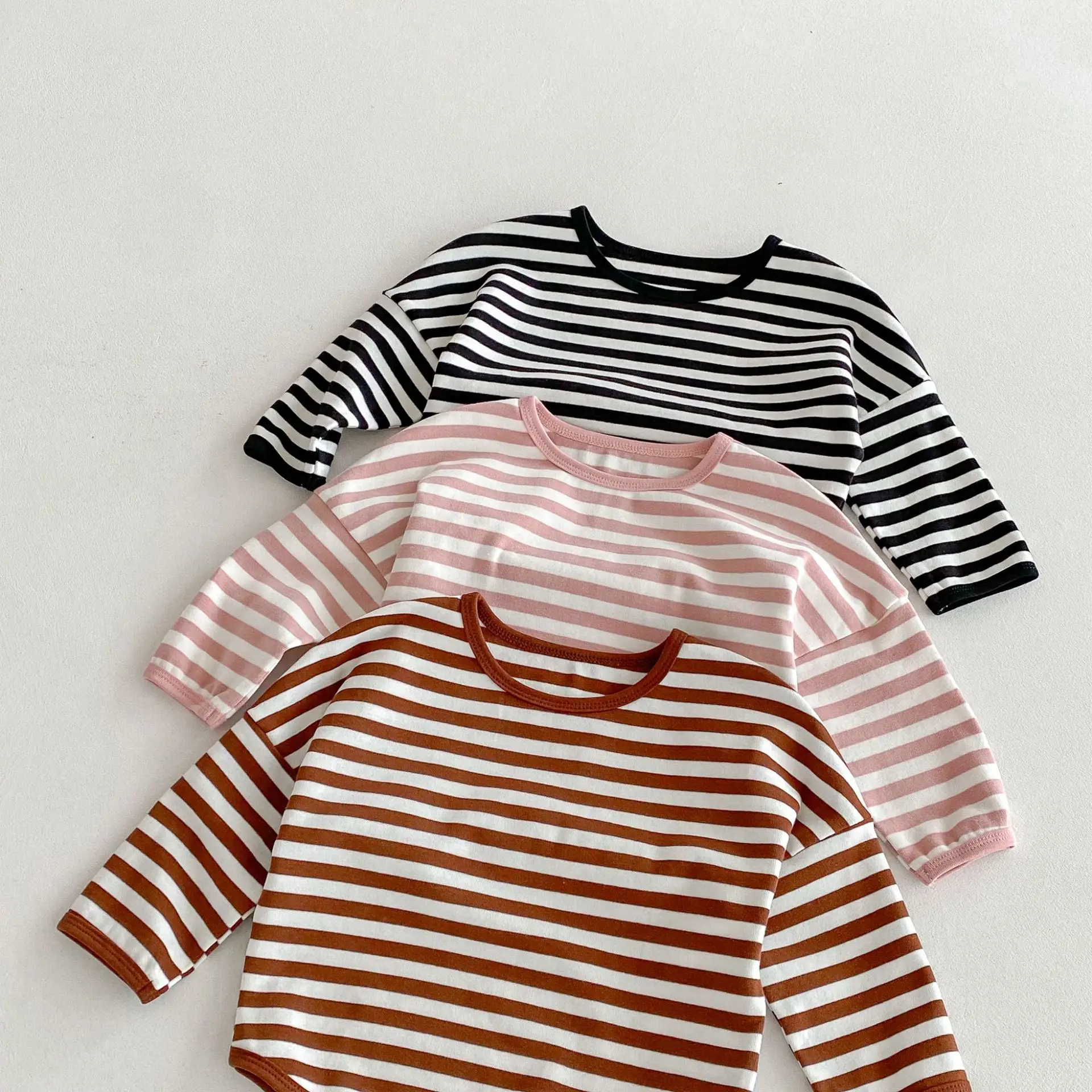 Children Striped T-Shirt Boys Girls Off Shoulder Spring Autumn — feature 18