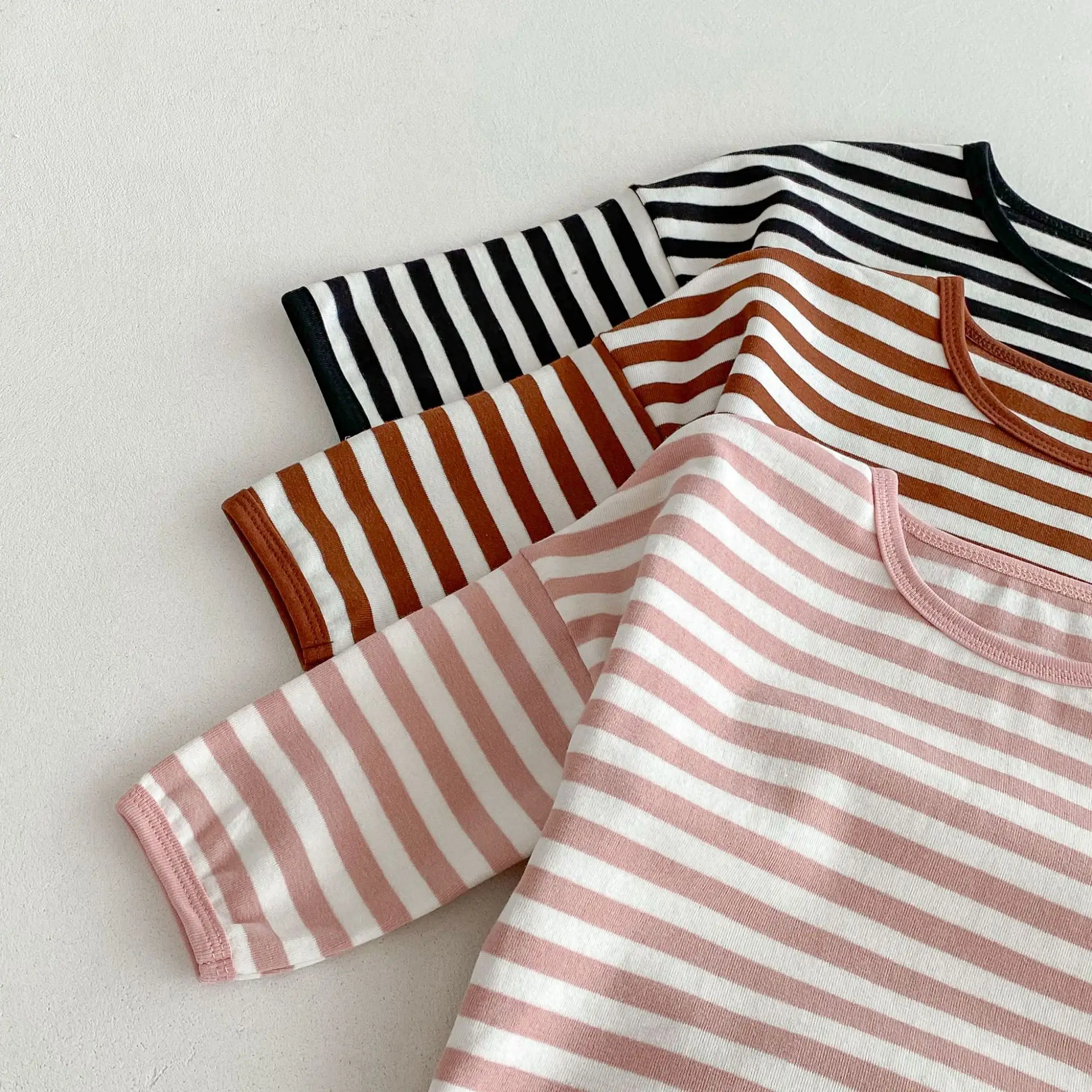 Children Striped T-Shirt Boys Girls Off Shoulder Spring Autumn — feature 19