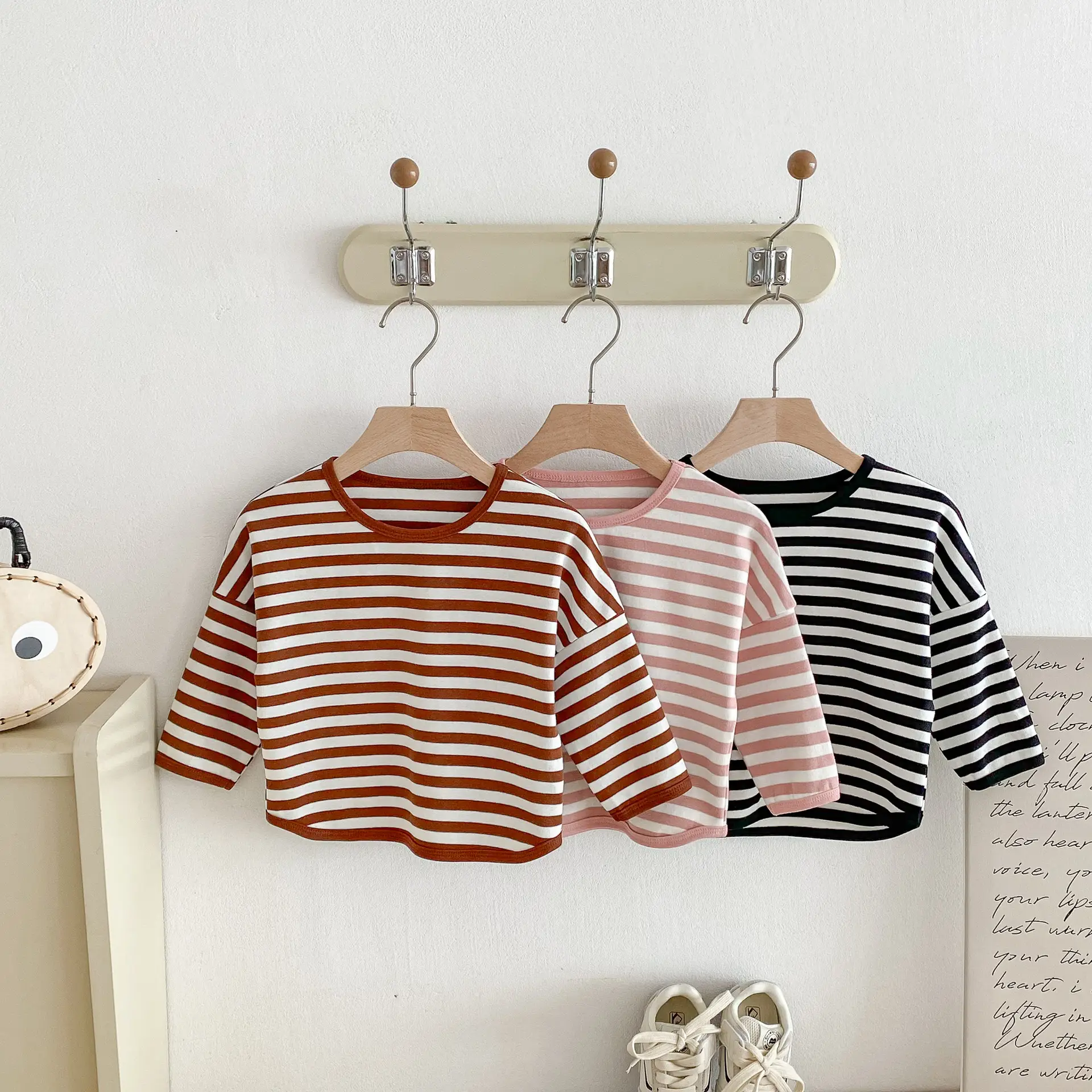 Children Striped T-Shirt Boys Girls Off Shoulder Spring Autumn — feature 22