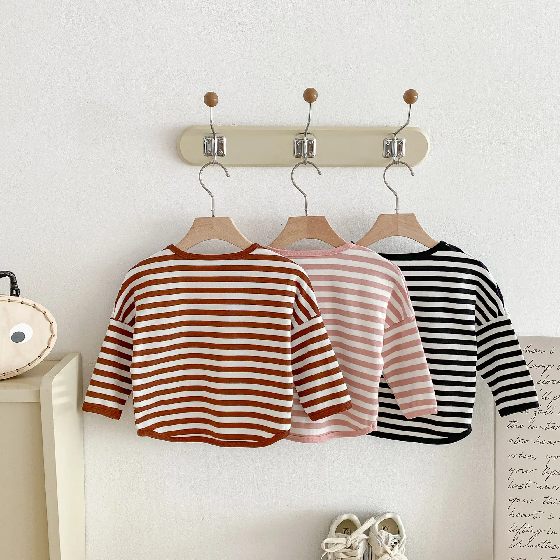 Children Striped T-Shirt Boys Girls Off Shoulder Spring Autumn — feature 23