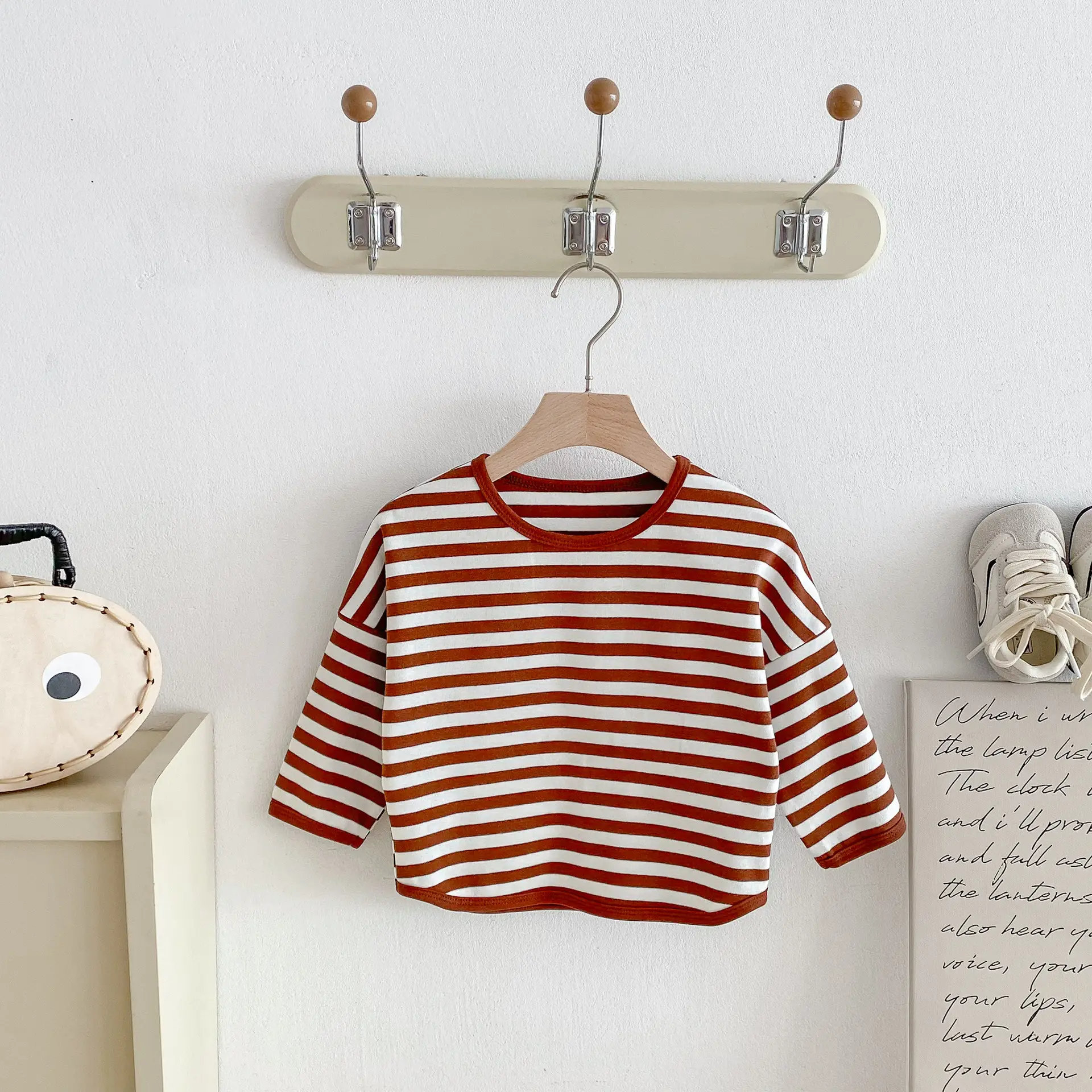Children Striped T-Shirt Boys Girls Off Shoulder Spring Autumn — feature 24