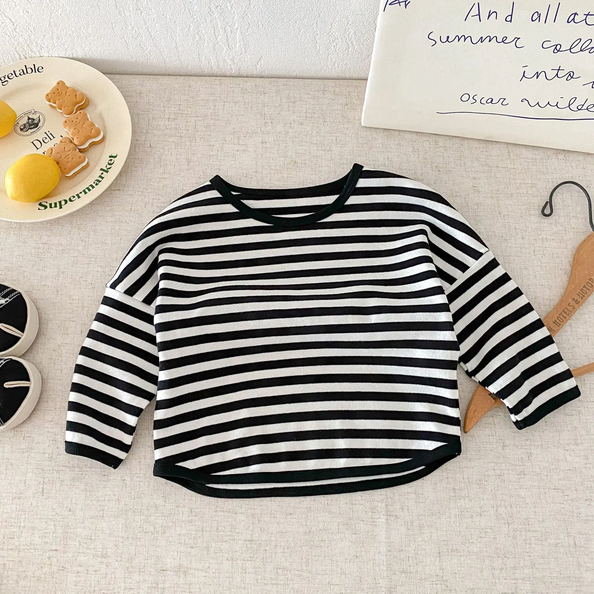 Children Striped T-Shirt Boys Girls Off Shoulder Spring Autumn — feature 35