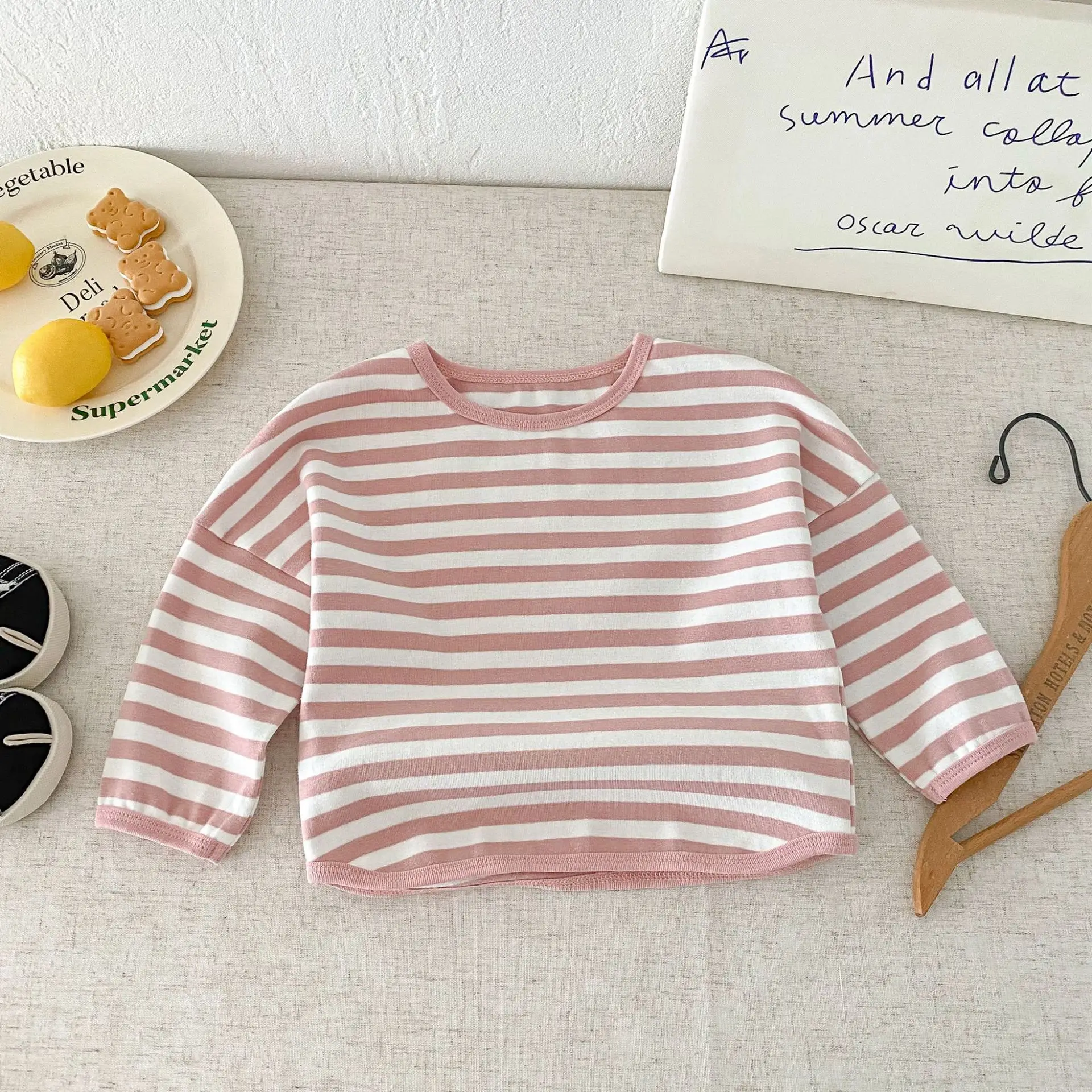 Children Striped T-Shirt Boys Girls Off Shoulder Spring Autumn — feature 36