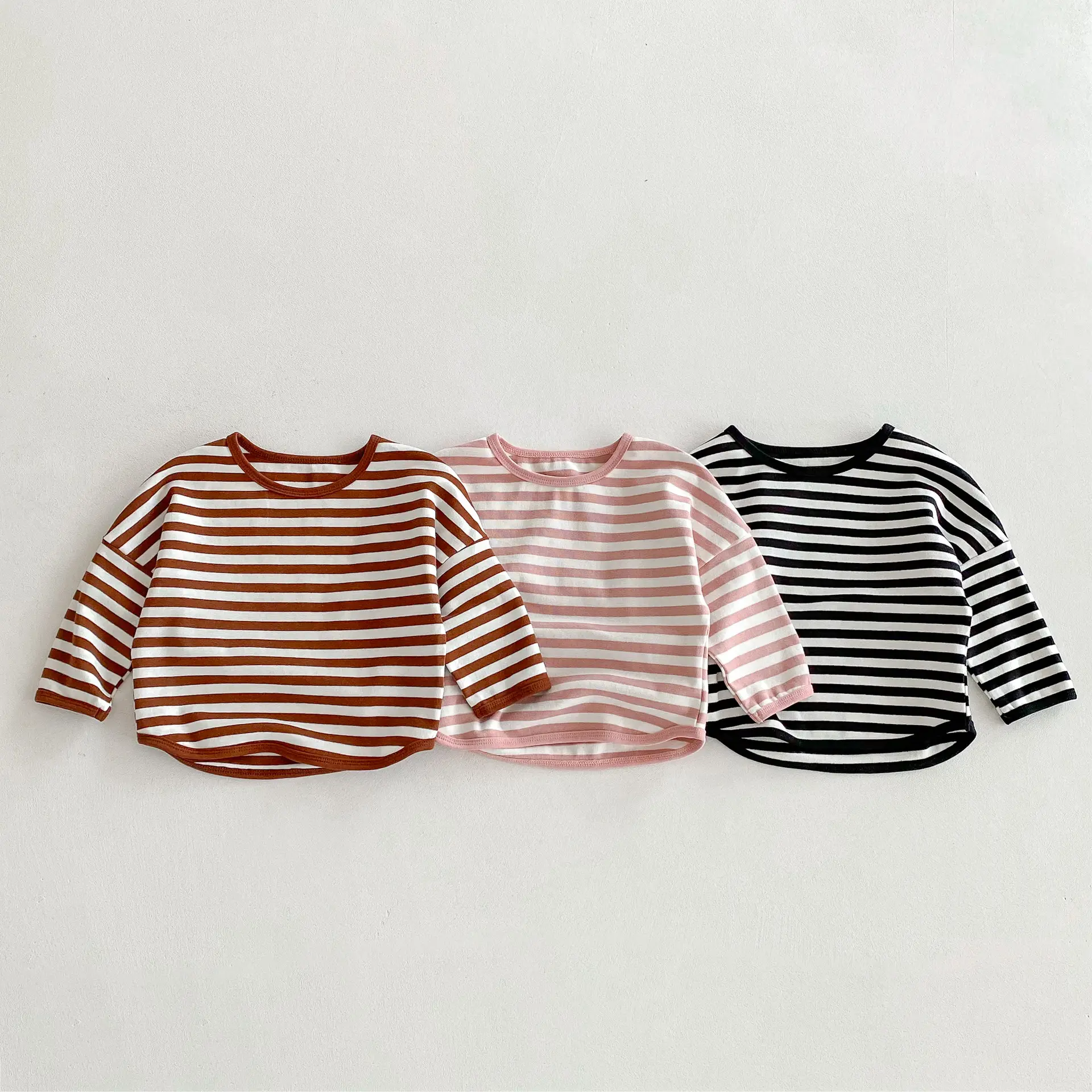 Children Striped T-Shirt Boys Girls Off Shoulder Spring Autumn — feature 4