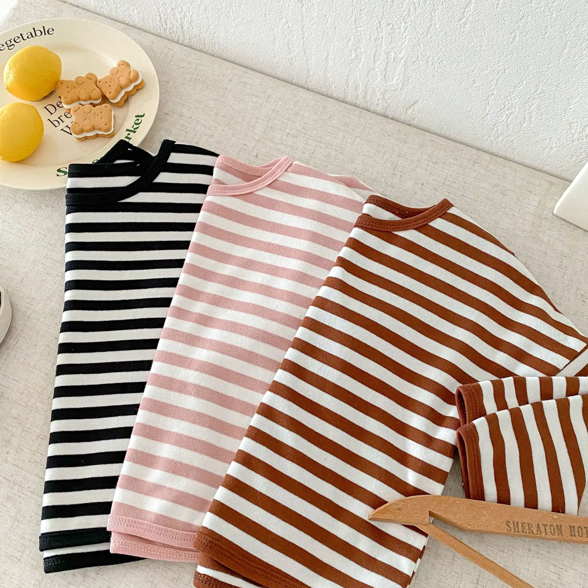 Children Striped T-Shirt Boys Girls Off Shoulder Spring Autumn — feature 41